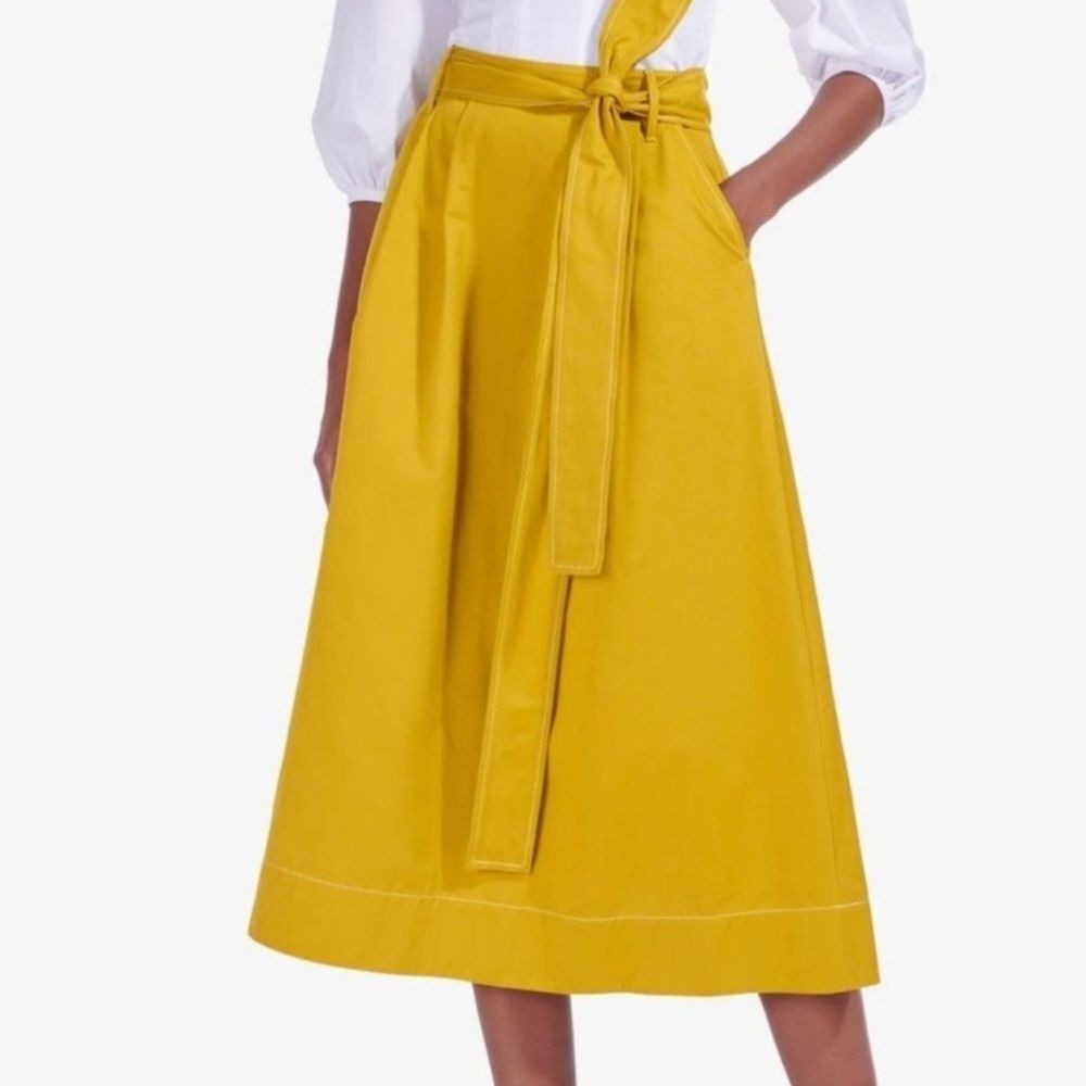 Staud designer old money snoop skirt belted in gold S